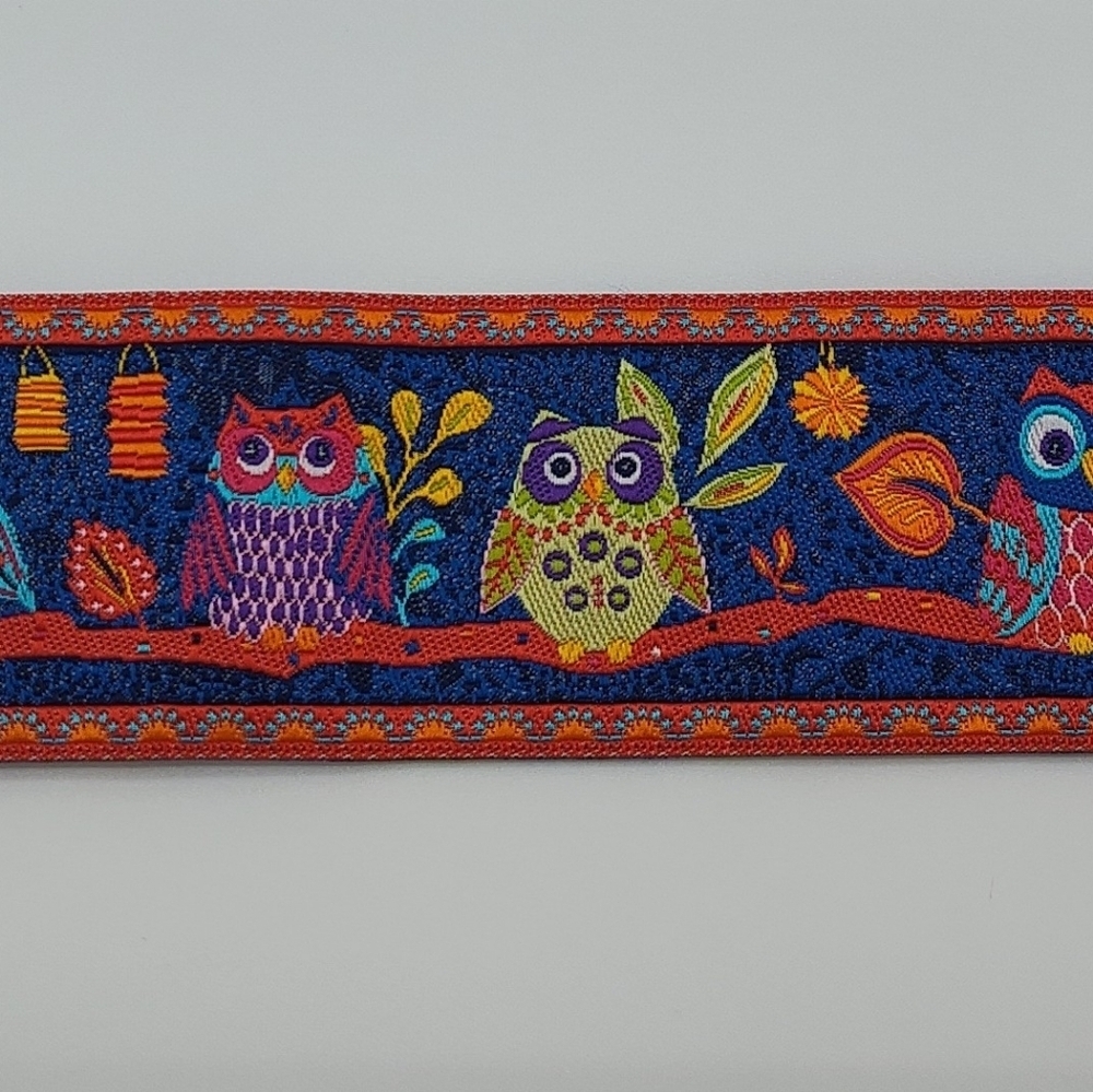 RENAISSANCE Odile Bailloeul Owl Jacquard Ribbon 1.5” 2+ Yards RARE OOP - Picture 4 of 5